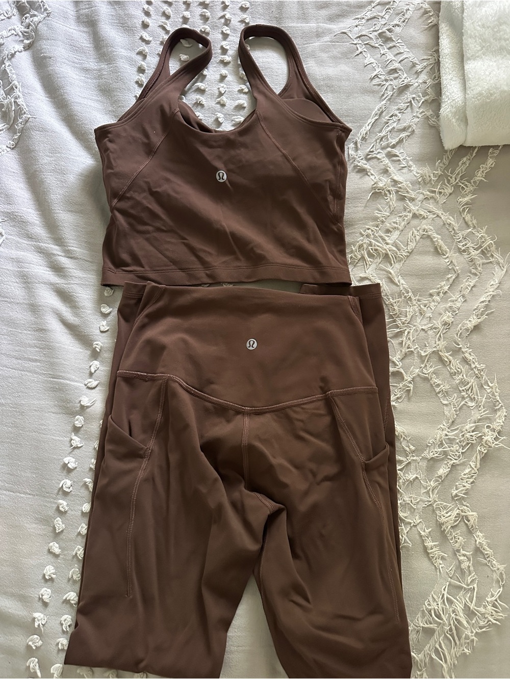 lululemon athletica Brown Two-Piece Active Set — Crop Tank & Capris